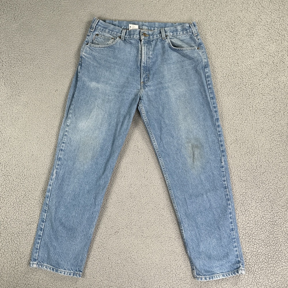 VTG Carhartt Relaxed Fit Jeans Men 38x30 Blue Workwear Denim B17STW